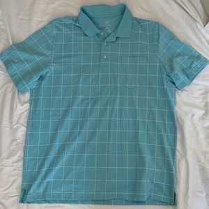 George blue and white plaid polo shirt
